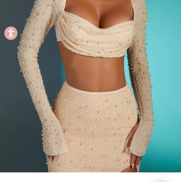 Oh polly night out long sleeve trendy dress golden color - Picture 3 of 5